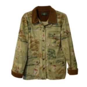 Orvis Brown Multi Horse Motif Jacket 8 M